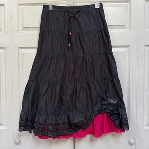 Old Navy Gray Tiered Maxi Skirt with Pink Lining Size M